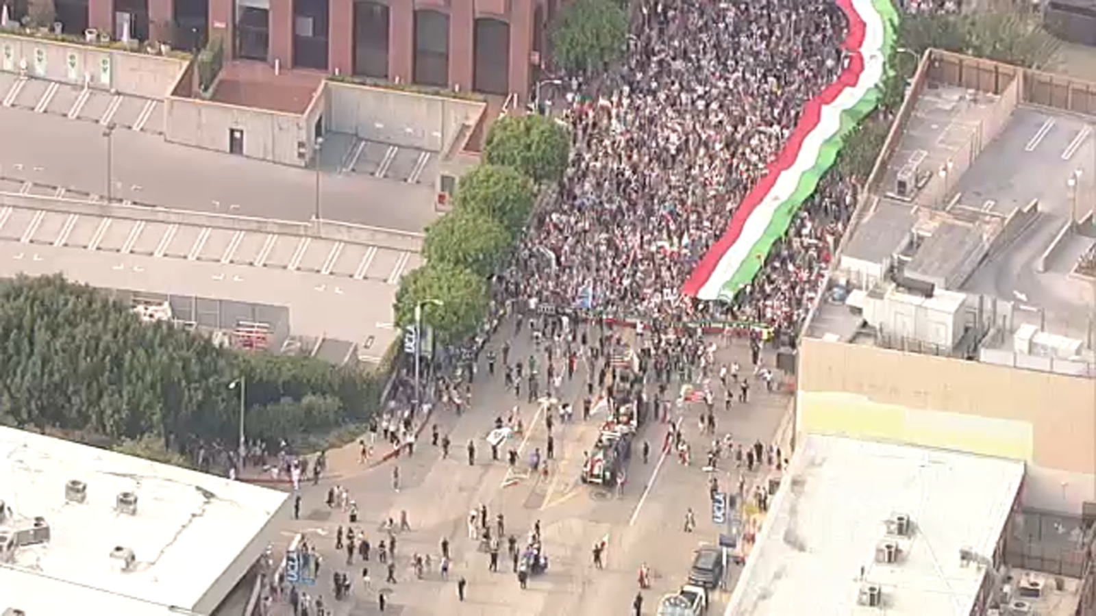 Iran latest Los Angeles: Large crowd rallies in Westwood, celebrating Khamenei's death and calling for Iranian freedom