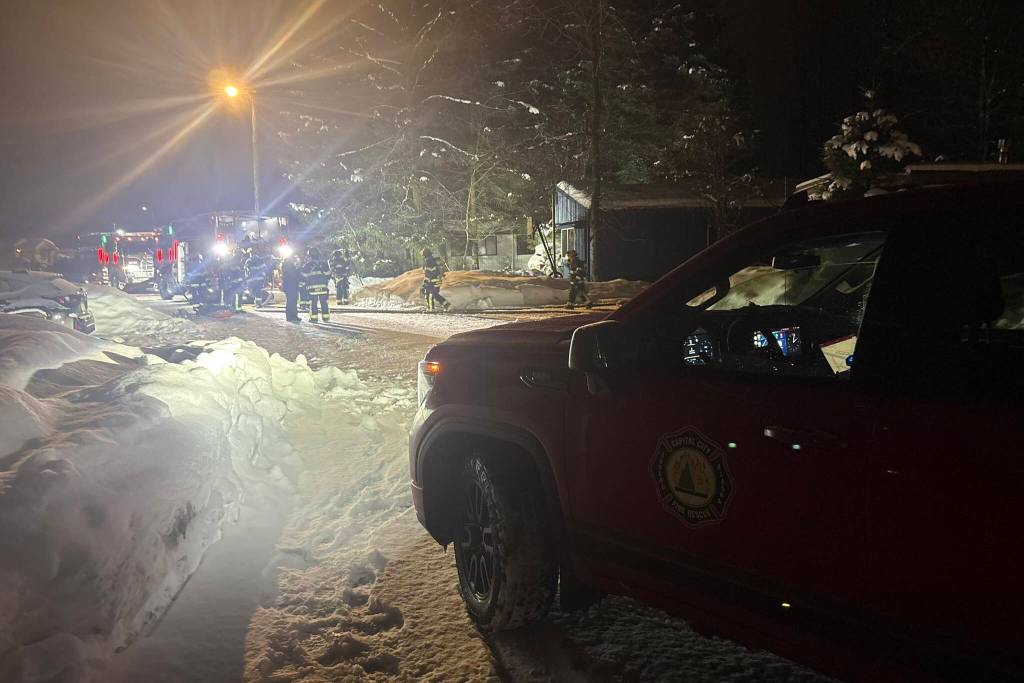 Capital City Fire Rescue crews responded to a structure fire late Saturday, March 14, 2026, off Mendenhall Loop Road. The familys dog died in the fire. (Capital City Fire Rescue/Facebook)