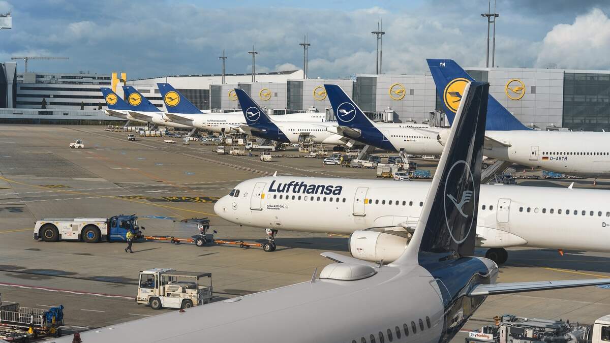 Lufthansa’s Frankfurt airport hub, seen in July 2025