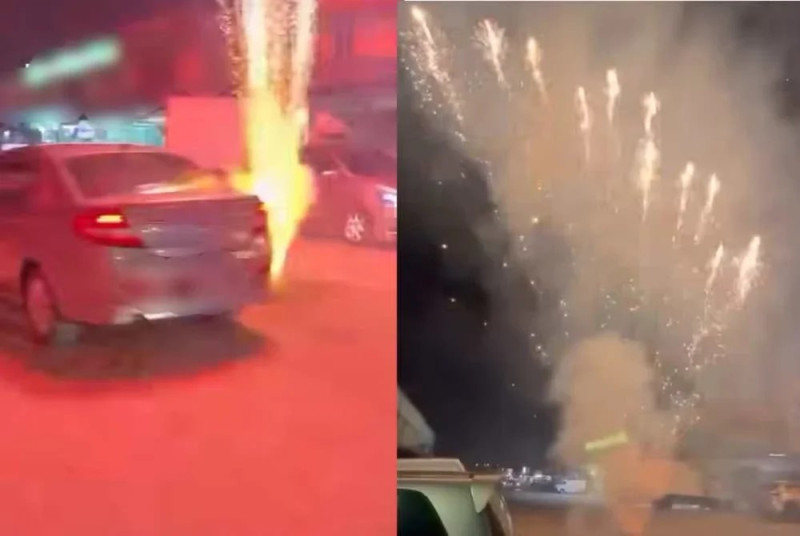 Man arrested after viral video shows dangerous firecracker stunt on public road