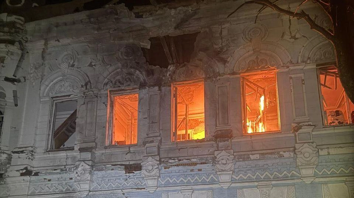 Russian drone strike damages library in Chernihiv Oblast