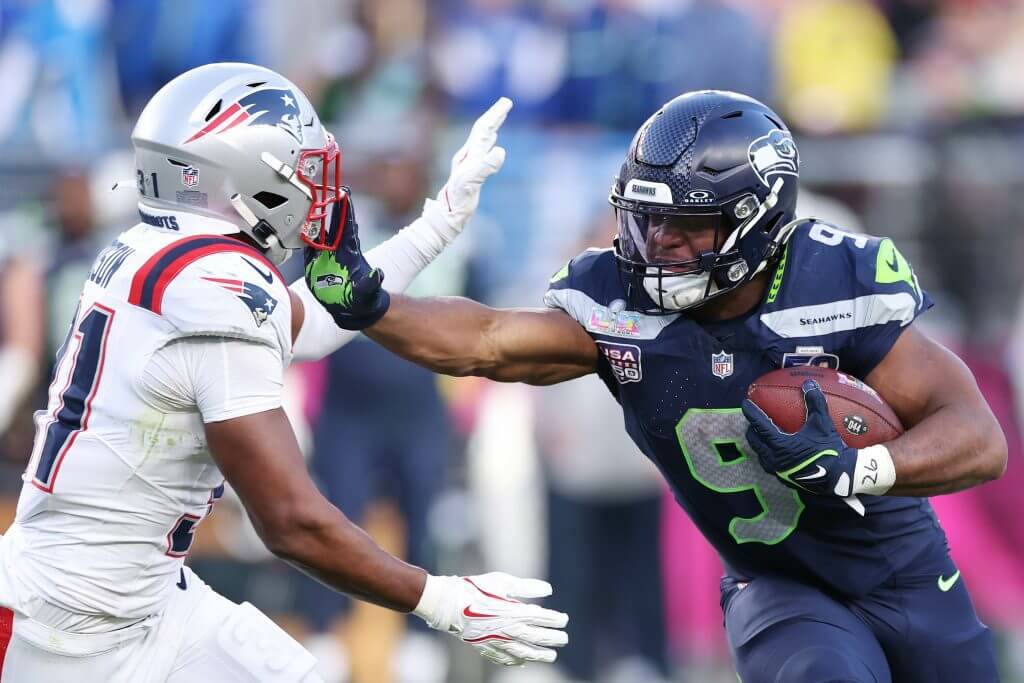 Seahawks running back Kenneth Walker III holds the Lombardi Trophy after the Seahawks won Super Bowl LX on Sunday, Feb. 8, 2026 at Levi's Stadium in Santa Clara, Calif. (Getty Images / The Athletic)