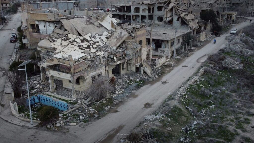 The scale of destruction in al-Huweiqa neighborhood in Deir Ezzor city, February 14, 2026 (SANA)