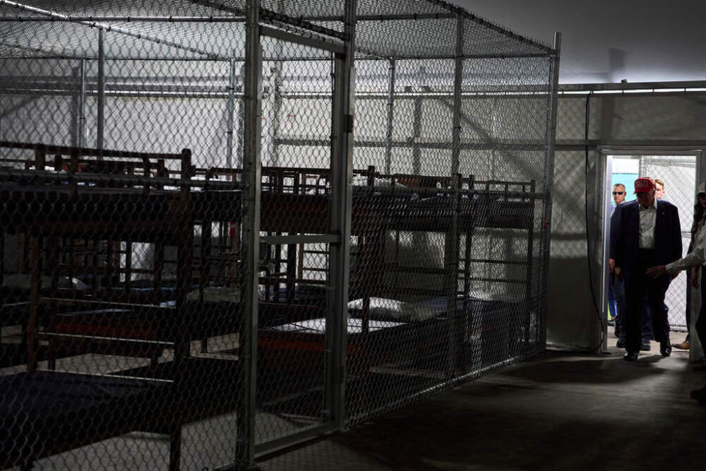 President Donald Trump tours "Alligator Alcatraz," a new migrant detention facility at Dade-Collier Training and Transition facility, on July 1, 2025, in Ochopee, Fla. (AP Photo/Evan Vucci, File)