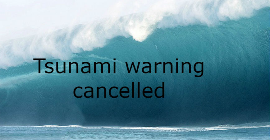 Tsunami warning cancelled for All of Tonga