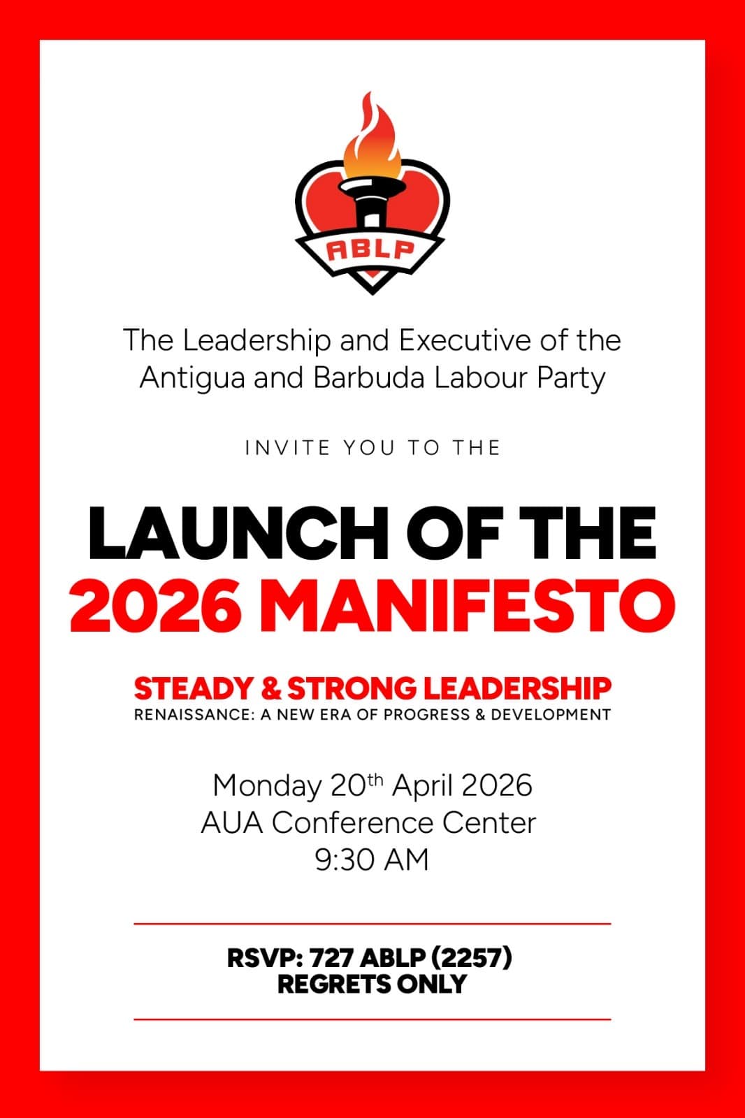 ABLP to Launch Manifesto Today as Campaign Enters Another Phase