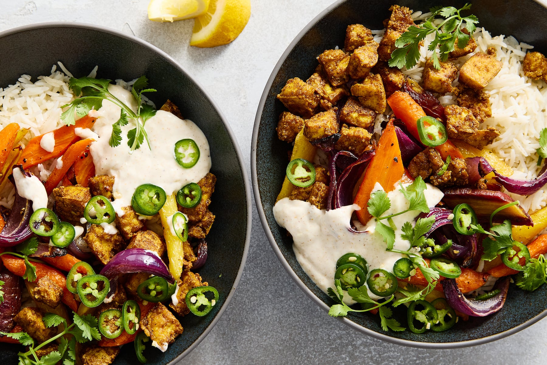 Crispy curried tofu and carrots