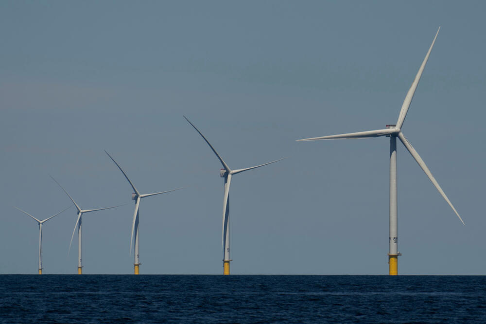 FILE - Wind turbines operate at Vineyard Wind 1 offshore wind farm off the coast of Massachusetts, July 19, 2025. (AP Photo/Carolyn Kaster, File)