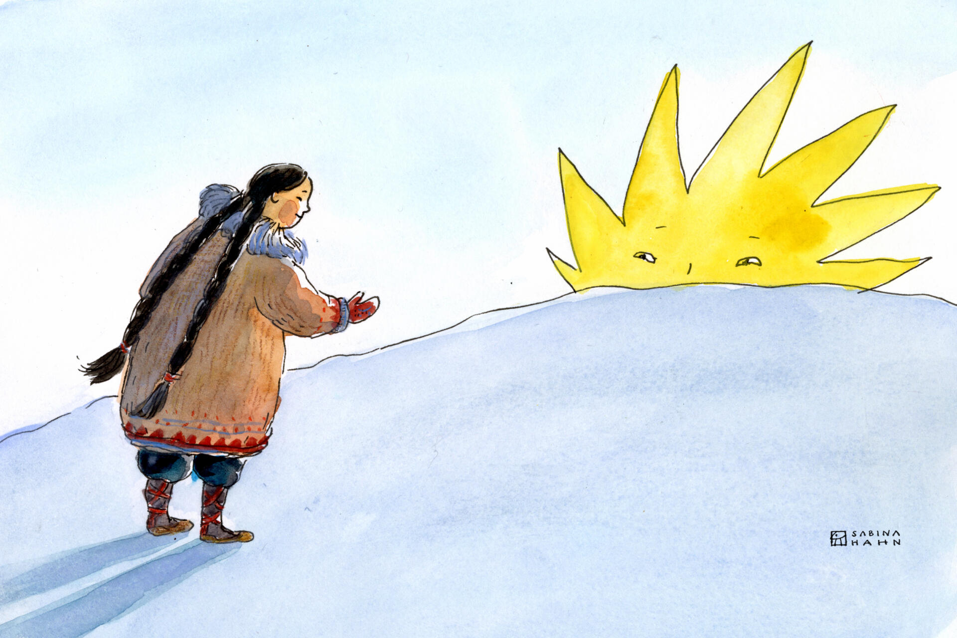 A woman and the sun. (Sabina Hahn for WBUR)