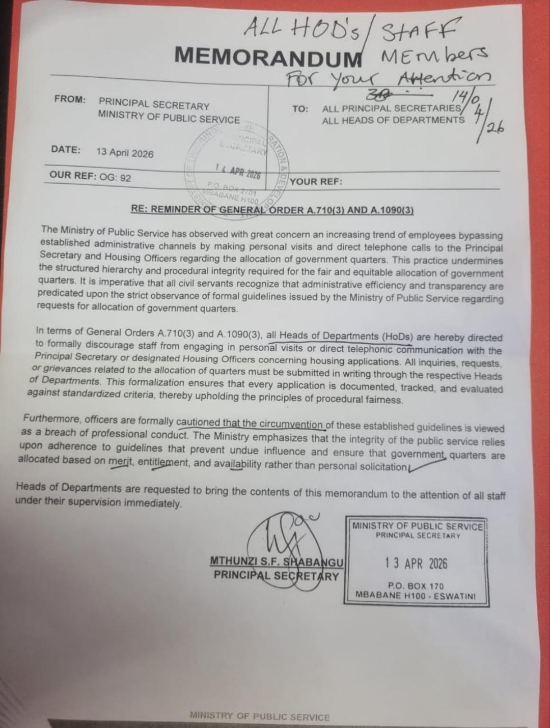 Govt warns civil servants against bypassing housing allocation procedures