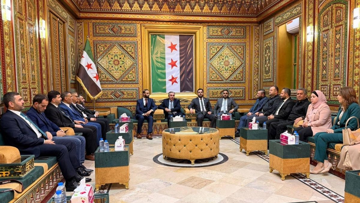 The Higher Committee for People’s Assembly elections meets the Hasakah governor and the presidential delegation, April 18, 2026. (Facebook/Ahmed al-Hilali)