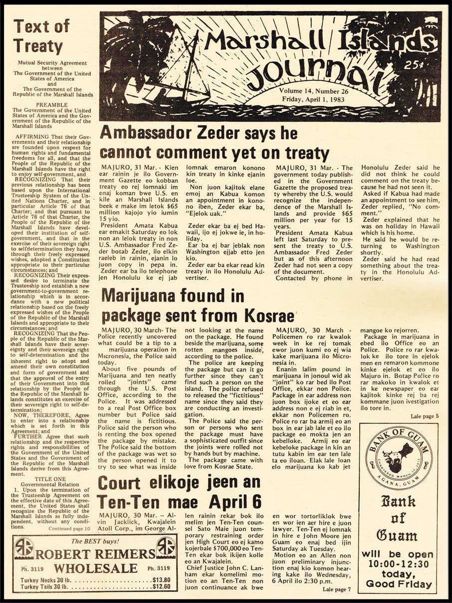 Marshalls-US treaty status - The Marshall Islands Journal