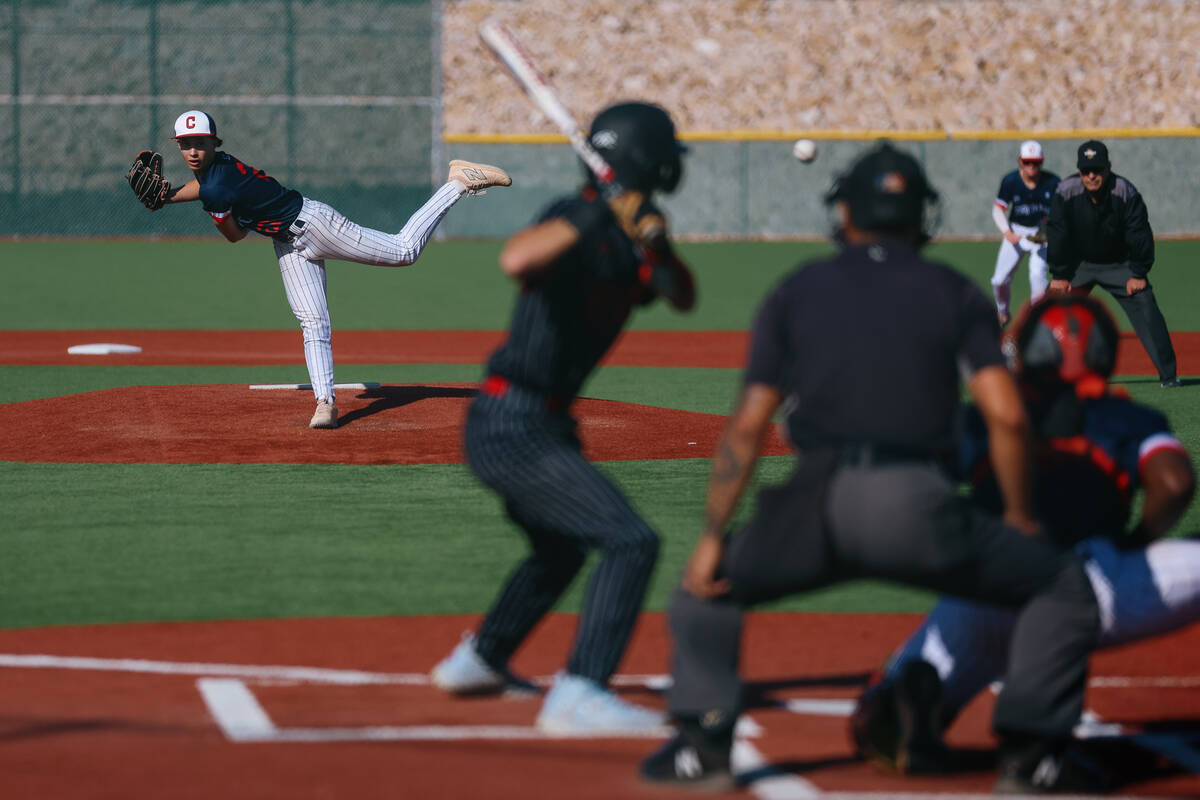 Coronado pitcher Parker Janssen (27) releases a pitch during the baseball game on Friday, April ...