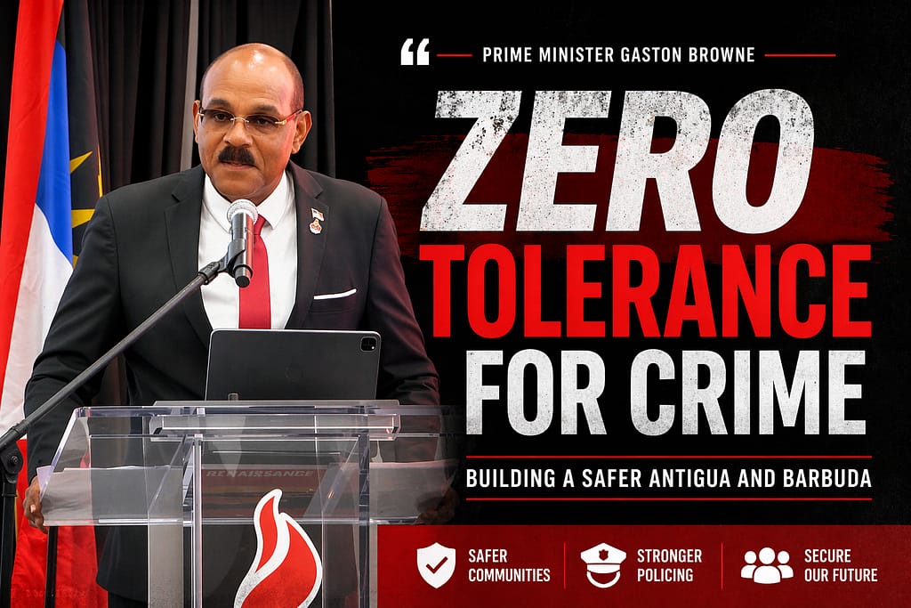 PM Browne Warns of ‘Zero Tolerance’ on Crime, Says ABLP Brought Violence Under Control