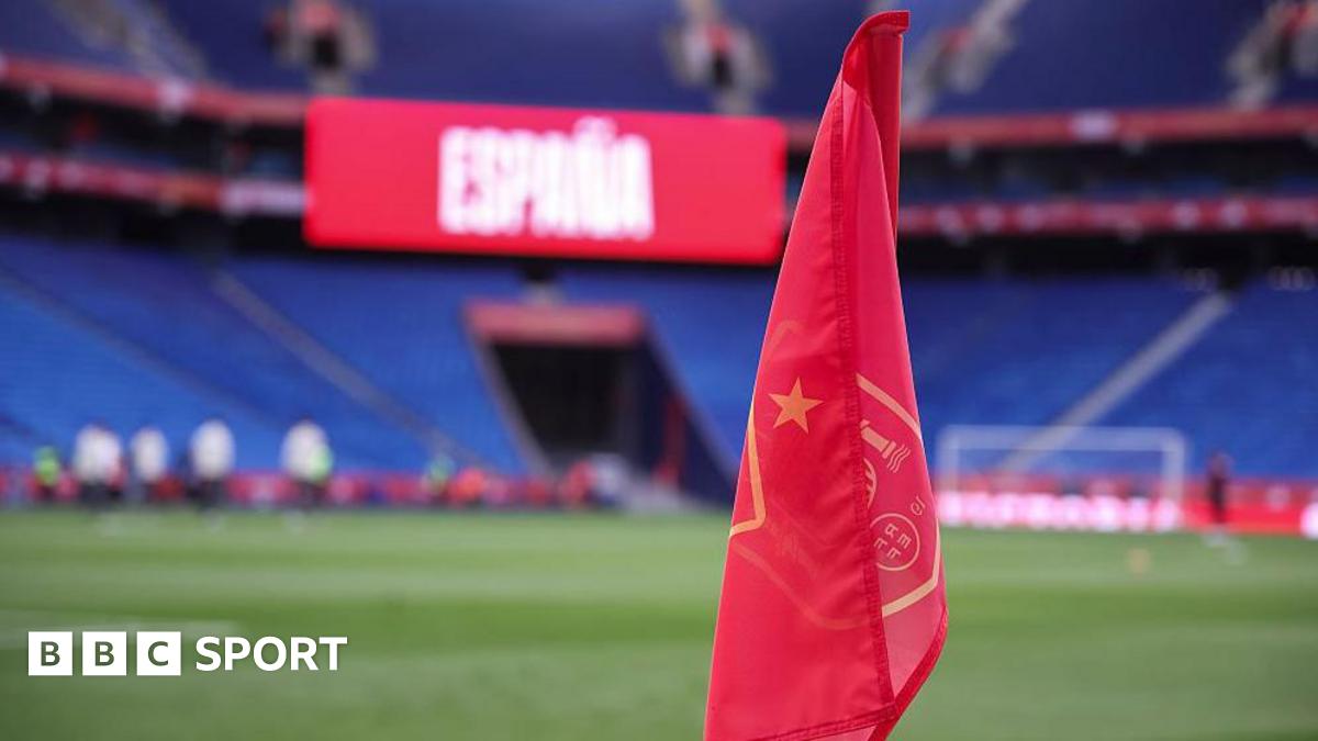 The corner flag at the RCDE Stadium in Barcelona ahead of Spain's game against Egypt