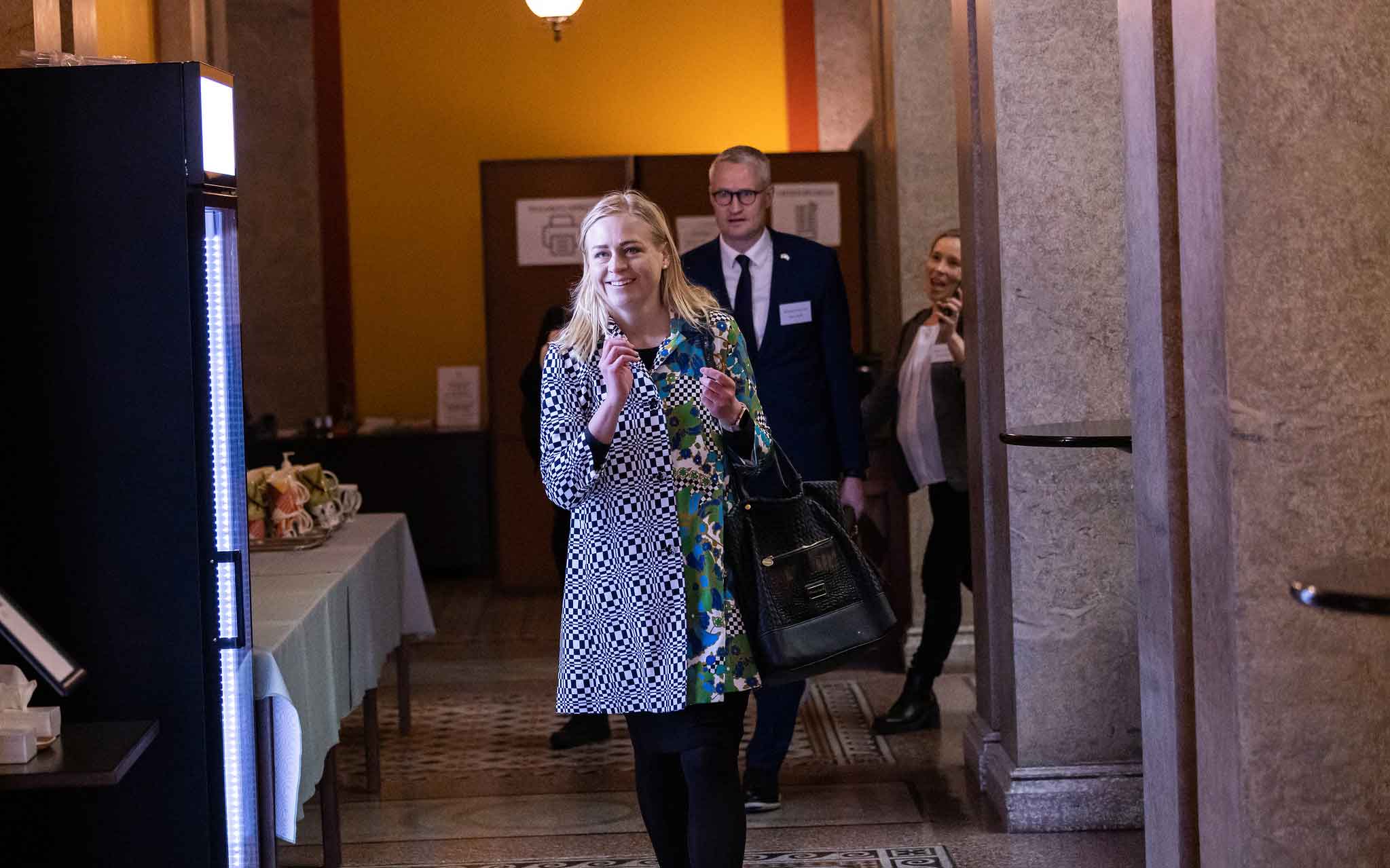 Finnish Foreign Minister Elina Valtonen smiling in an image taken for the government by Lauri Heikkinen.