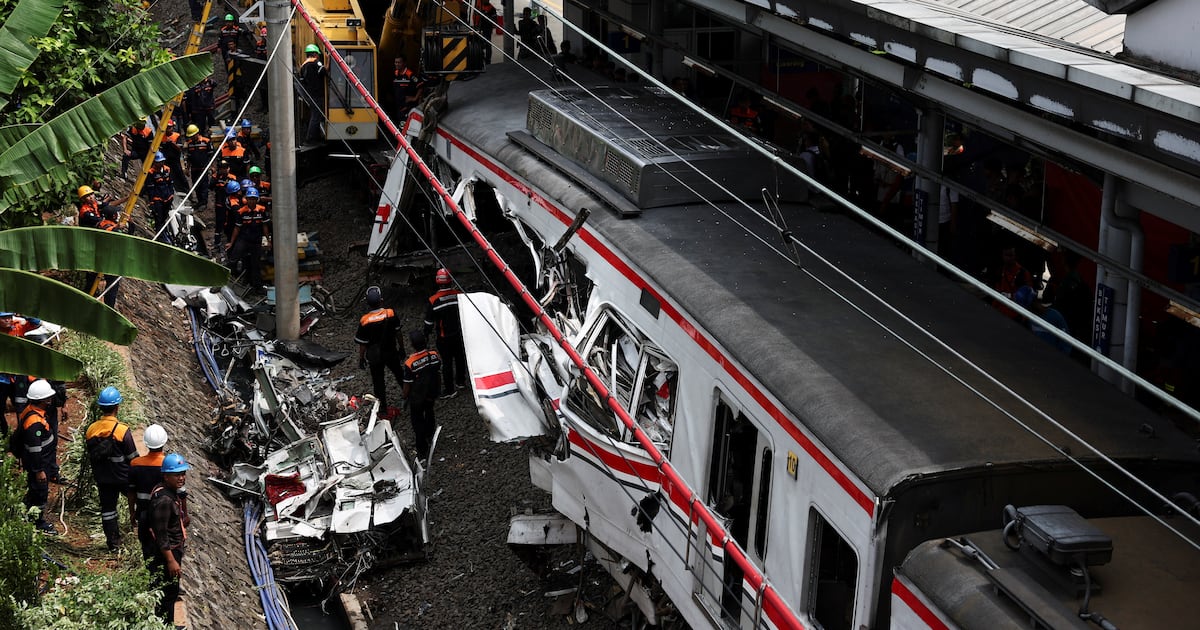 Survivors rescued from mangled Jakarta train wreckage, 14 dead