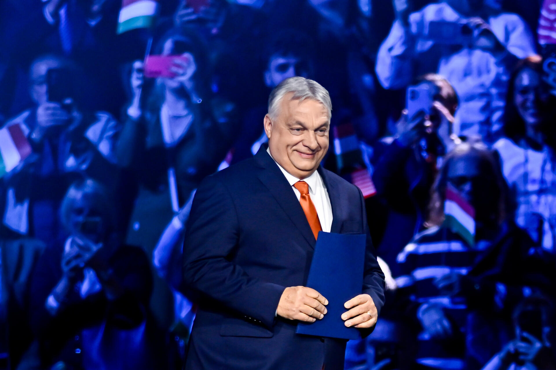 Hungary's Prime Minister Viktor Orban smiles before a pre-election rally in Budapest, Hungary, Tuesday, April 7, 2026. (Denes Erdos/AP)