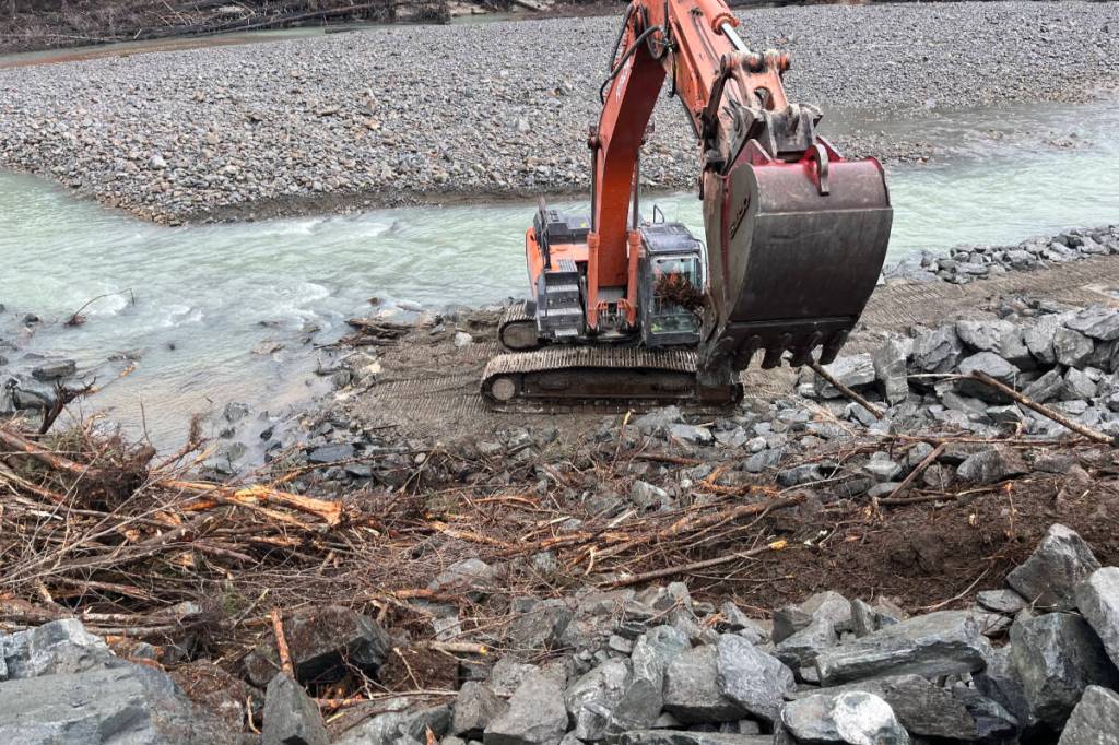 U.S. Army Corps of Engineers working on the Advance Measures Mendenhall Glacial Outburst Flood project. (U.S. Army Corps of Engineers/Facebook)