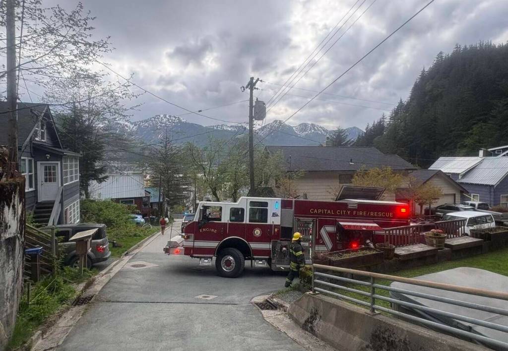 Capital City Fire Rescue crews battled a deck fire threatening a home in the Starr Hill neairborhood earlier this week. (Capital City Fire Rescue)