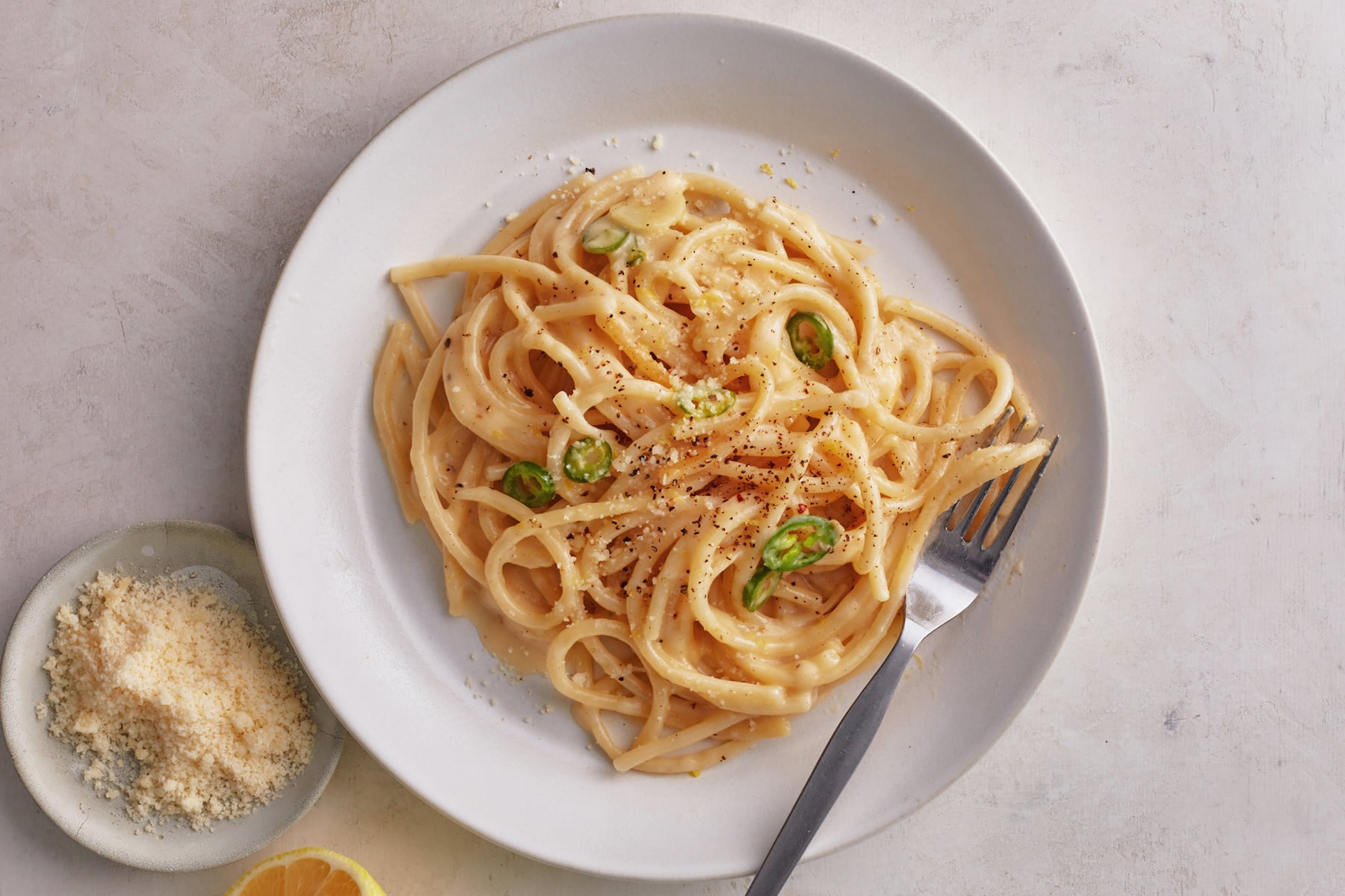 Fresh lemon and chile pasta