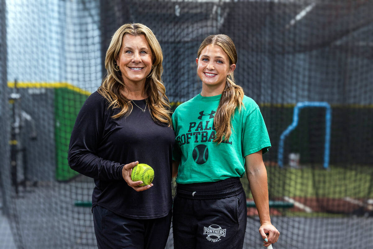 Dena and her daughter Taylor Johns at Powerhouse Batting Cages & Agility on Tuesday, April ...