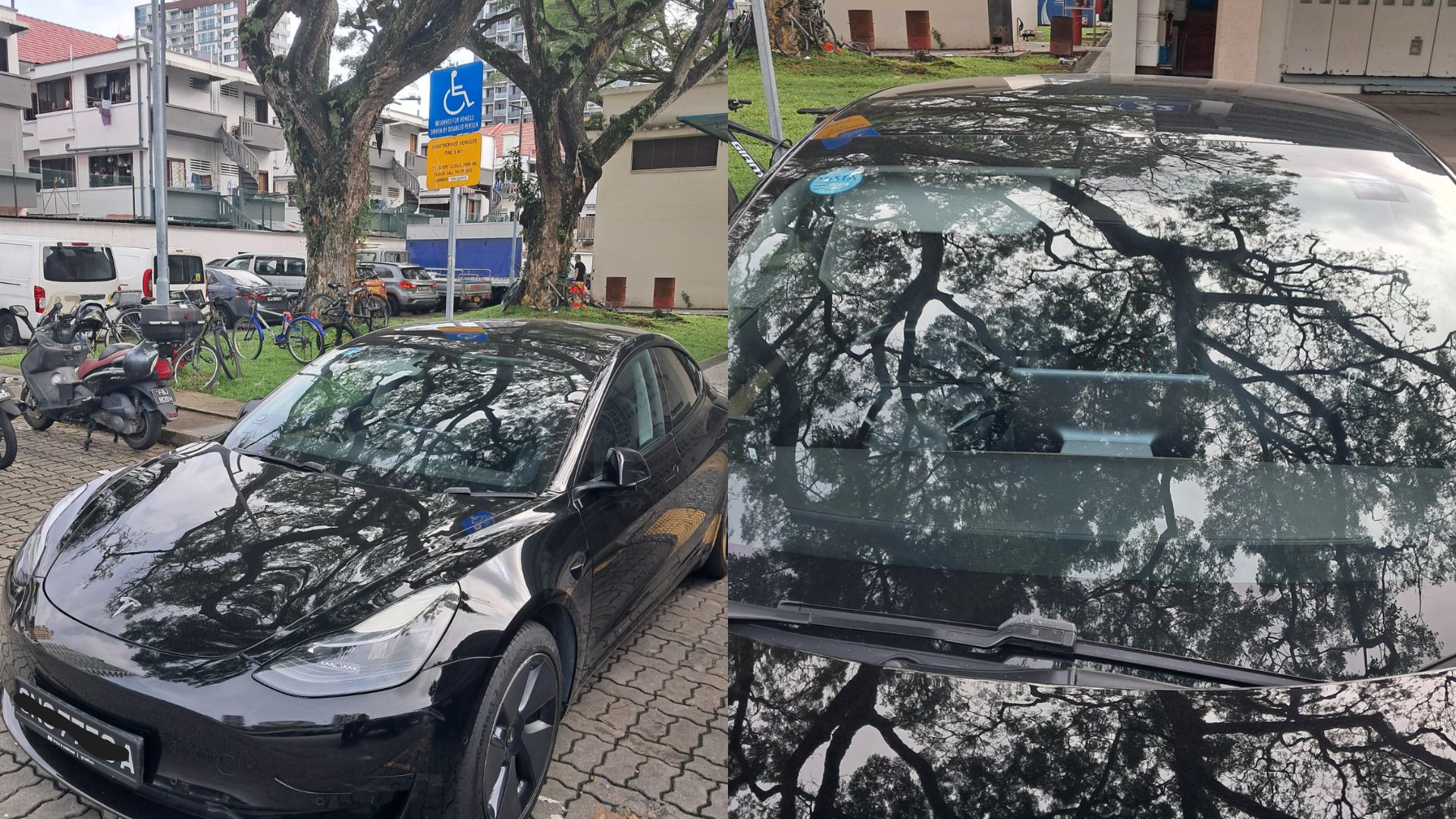 Inconsiderate driver blocks disabled parking spot at Whampoa Road, netizens say it is very common