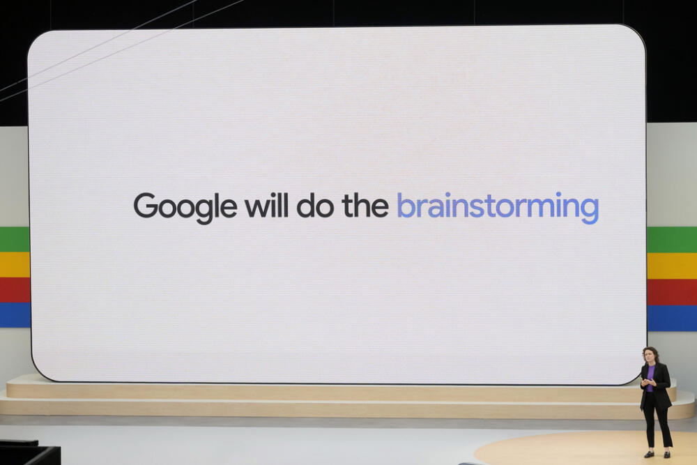 Liz Reid, Google head of Search, speaks at a Google I/O event in Mountain View, Calif., Tuesday, May 14, 2024. (AP Photo/Jeff Chiu)