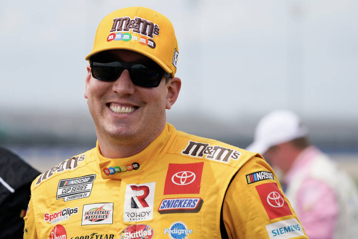 Kyle Busch waits for the start of a NASCAR Xfinity Series auto race Saturday, June 19, 2021, in ...