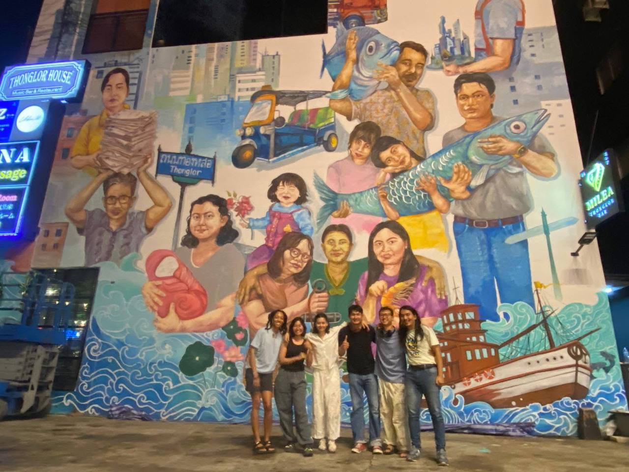 Myanmar artist Chuu Wai paints 'Together We Build' mural to depict migrant solidarity in Thailand