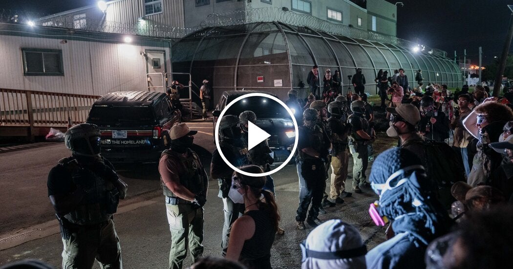 Protesters Clash with Federal Agents Outside ICE Detention Center in New Jersey