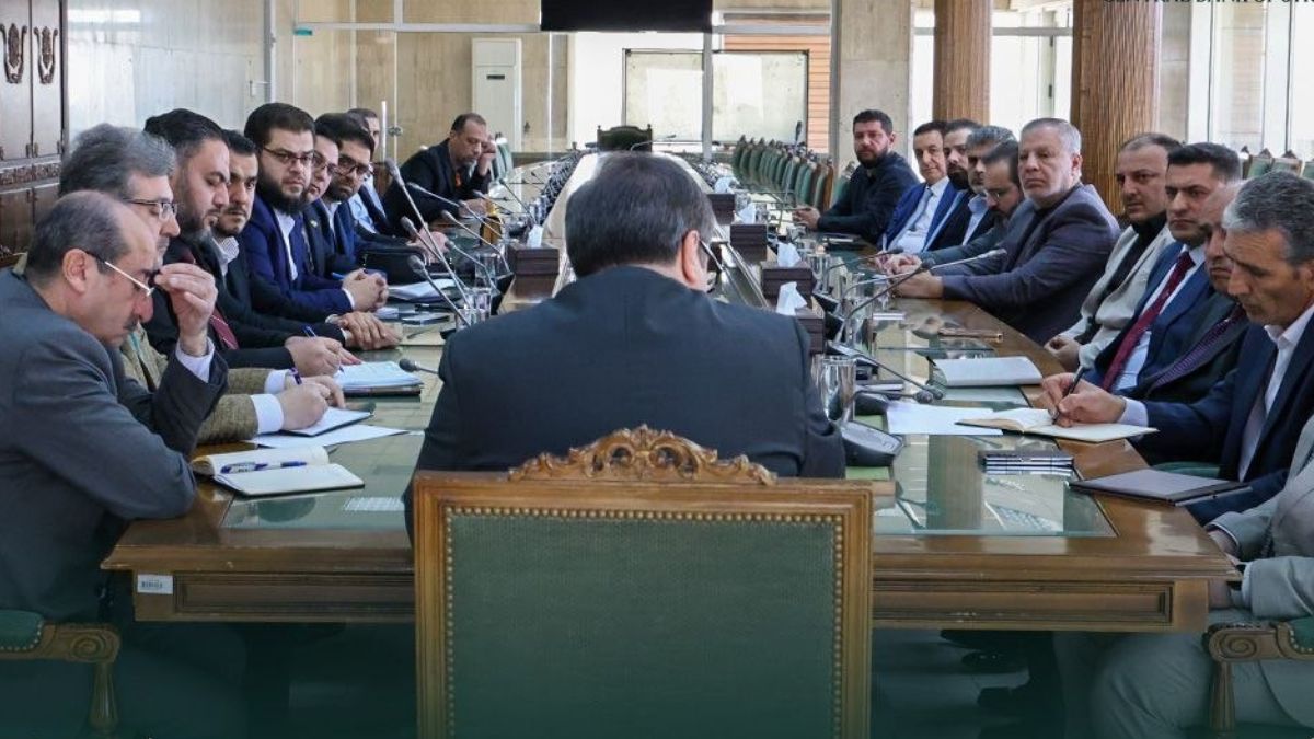 A meeting at the Central Bank of Syria headquarters in Damascus with exchange companies to establish an exchange association, April 25, 2026 (Central Bank of Syria/Telegram)