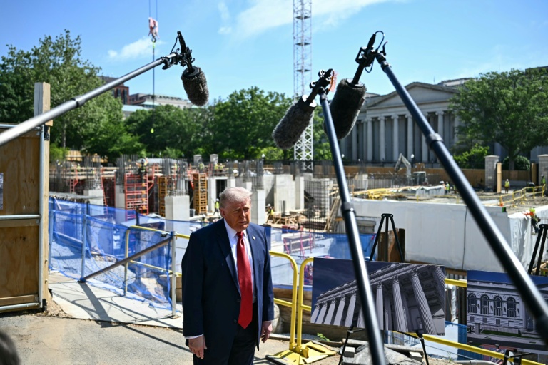 Trump shows off ballroom site with 'drone empire' planned for roof