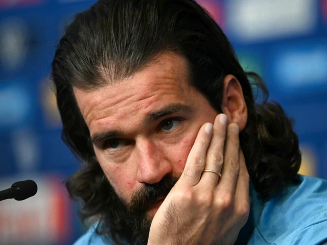 brazil goalkeeper alisson becker speaks to reporters at the team s world cup base on thursday photo afp