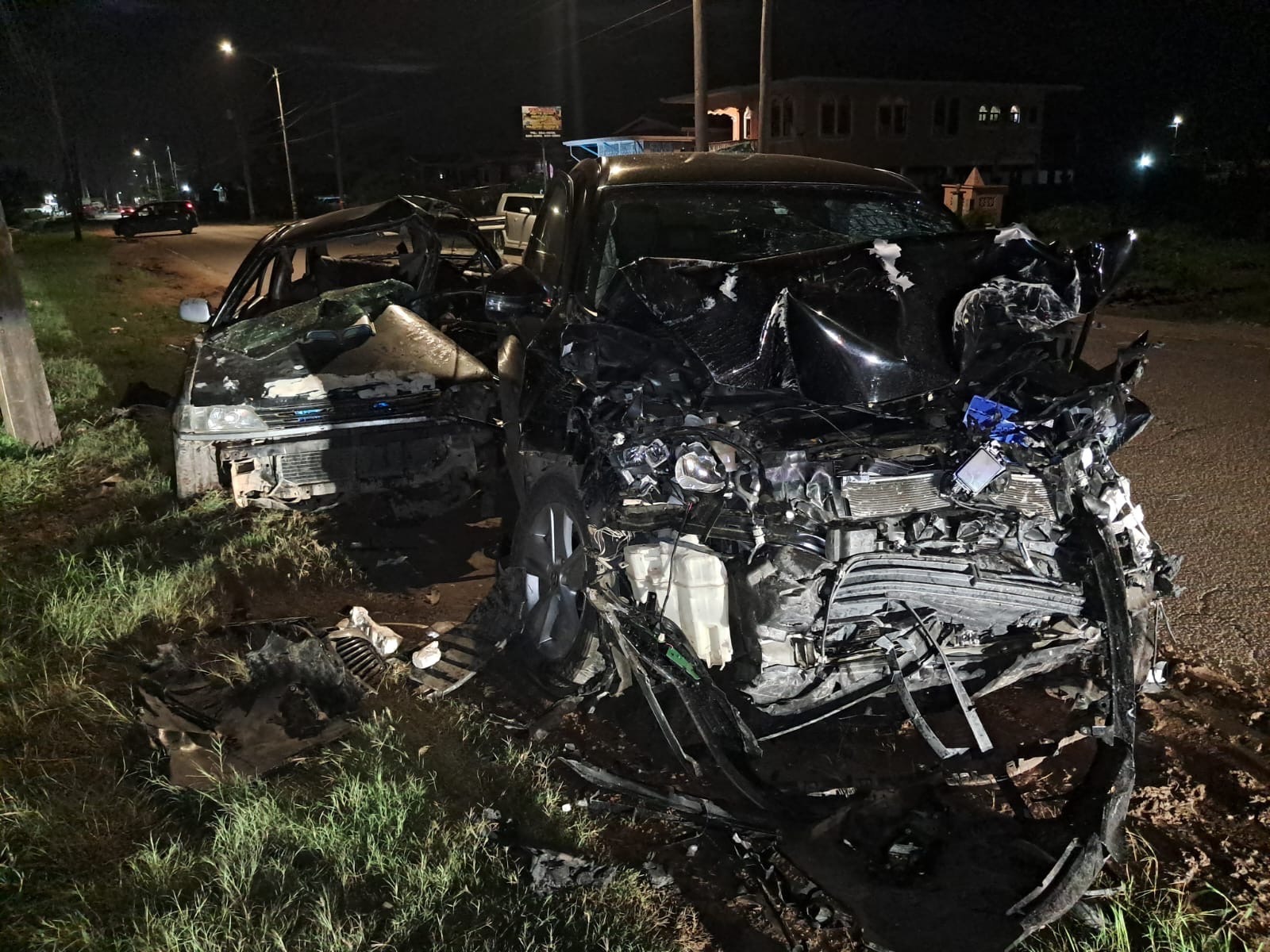 Corentyne smash-up update: Speeding car hits oncoming vehicle while overtaking