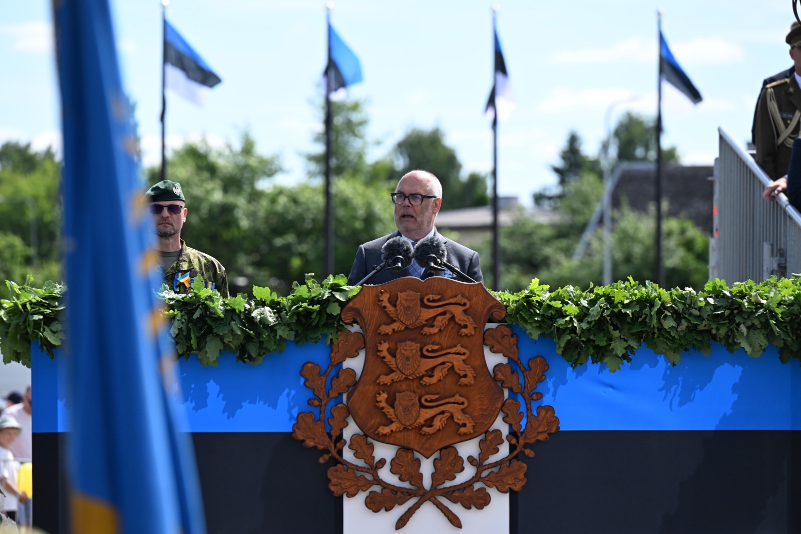 President Alar Karis speaking at the Victory Day parade in Rapla. Photo by Raigo Pajula.