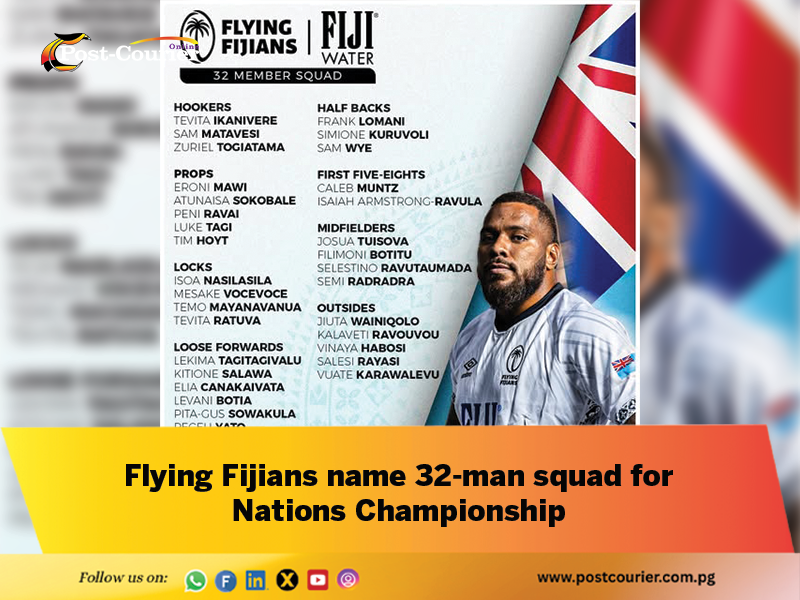 Flying Fijians name 32-man squad for Nations Championship
