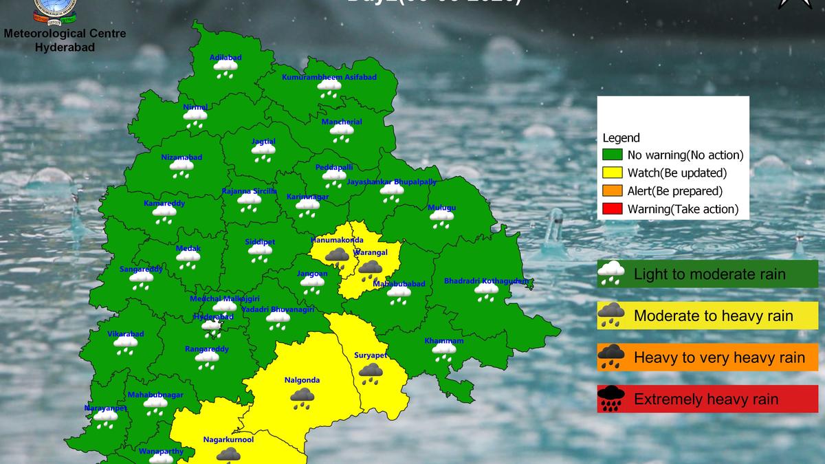 Heavy rainfall alert in five Telangana districts on June 6
