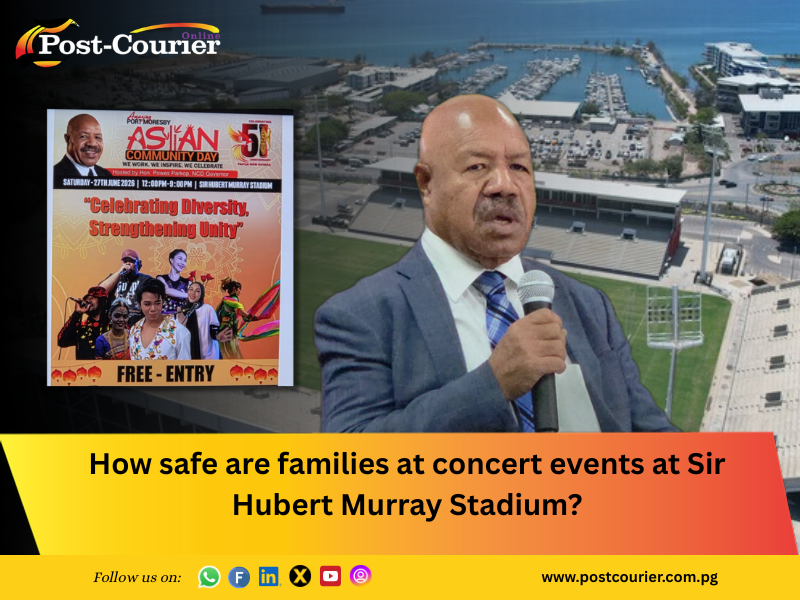 How safe are families at concert events at Sir Hubert Murray Stadium?