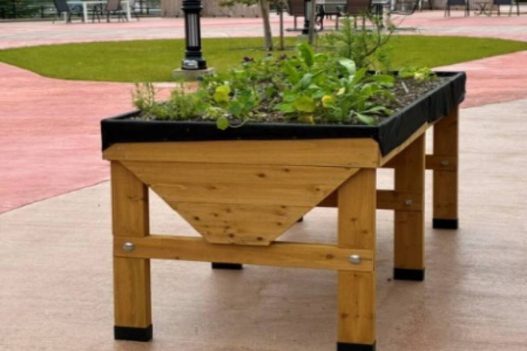 The Juneau Garden Club recently installed a large raised garden planter at the Pioneer Home. (Courtesy of Juneau Garden Club)
