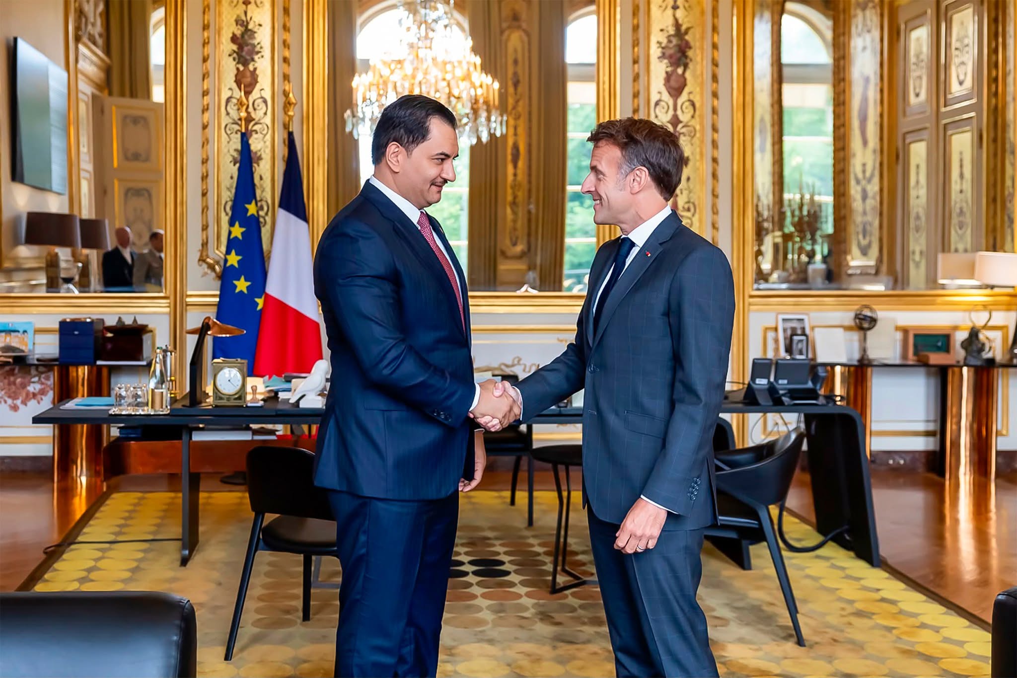 Libyan Armed Forces Deputy Commander Saddam Haftar Meets French President Macron in Paris