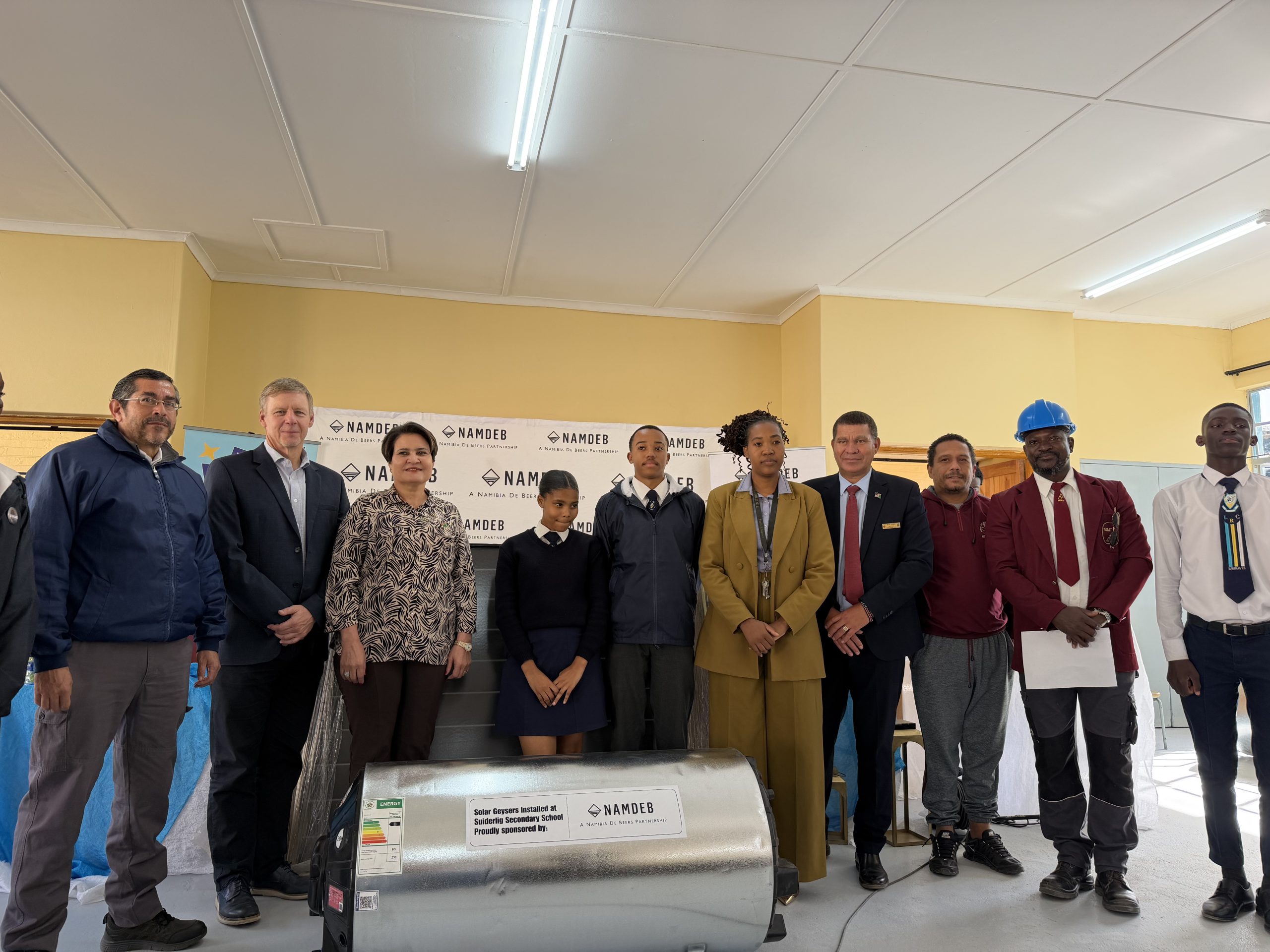Namdeb donates solar geysers to Suiderlig Secondary School