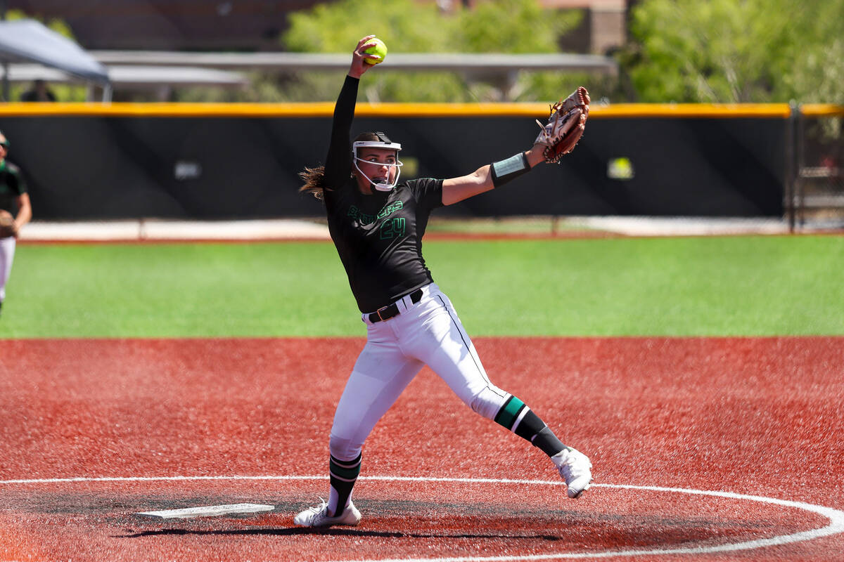 Palo Verde pitcher Ava Koenig (24) pitches the ball during the 5A softball state championship g ...
