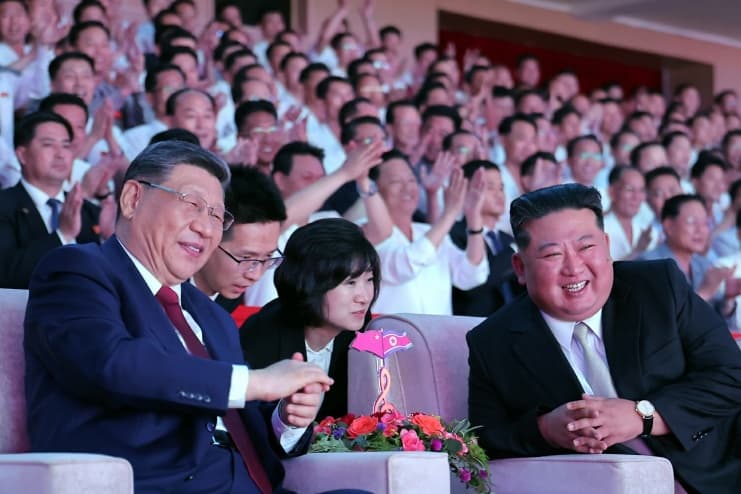 A welcome performance held at Pyongyang Gymnasium on June 8, 2026, marking Chinese President Xi Jinping's state visit to North Korea