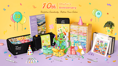 Ohuhu celebrates its 10th anniversary with a colorful showcase of new launches and customer-favorite art supplies, marking a decade of empowering artists and creators through high-quality creative tools.