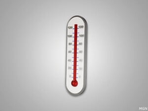 Thermometer showing high heat.
