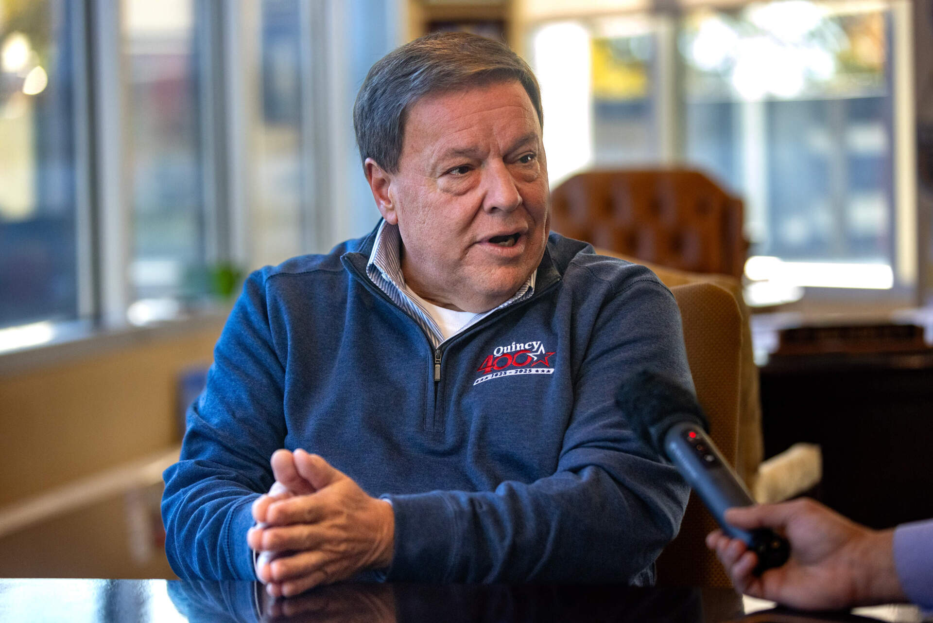 Quincy mayor Thomas Koch recently brushed off the stakes in Tuesday's election. Now he'll face a host of city councilors who are pledging to bring greater accountability to Quincy. (Jesse Costa/WBUR)