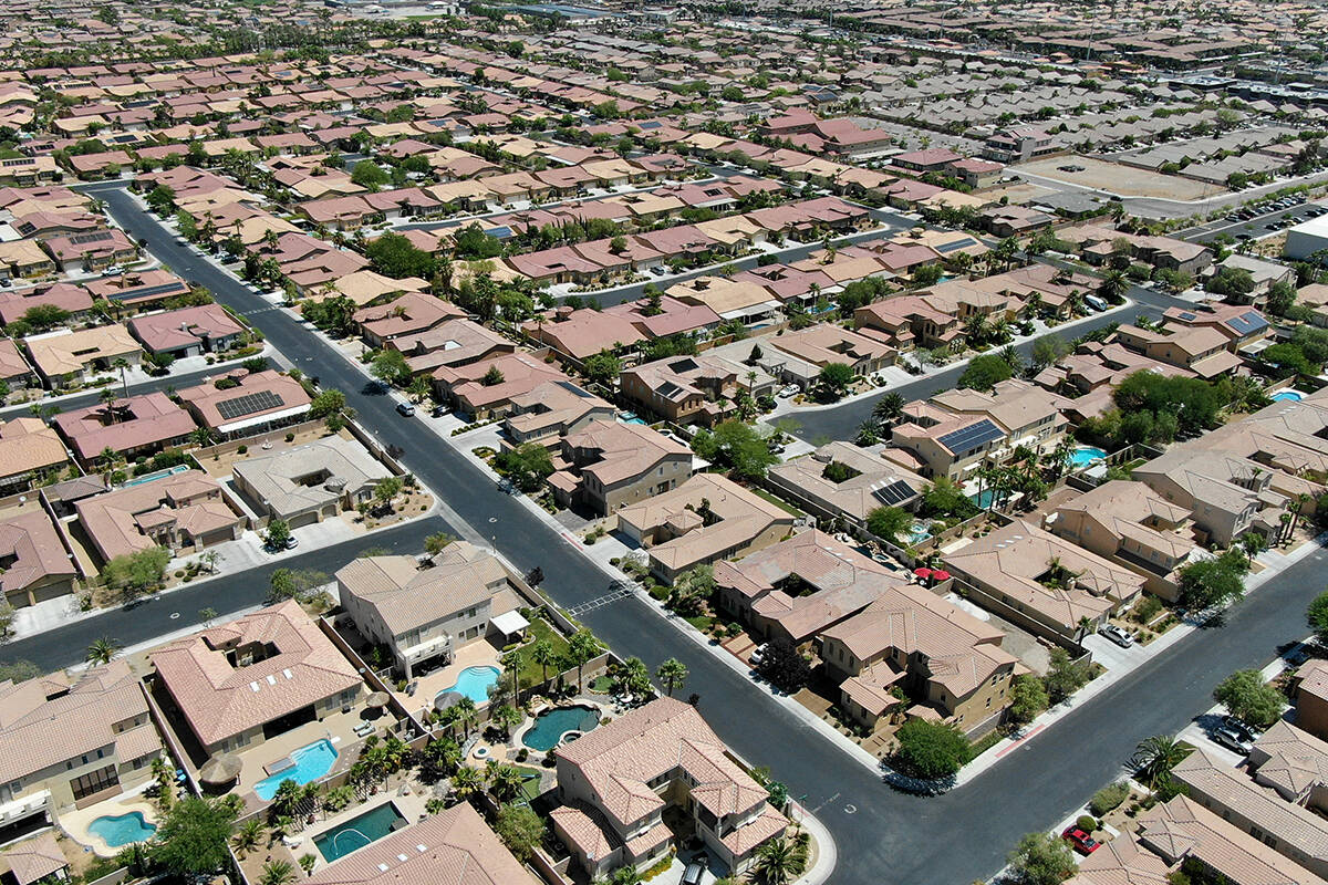 Homes are seen in the Las Vegas Valley in this Review-Journal file photo. (Las Vegas Review-Jou ...