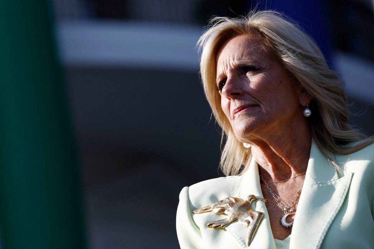 Anna Moneymaker/Getty Images via CNN NewsourceThen-first lady Jill Biden listens as Ashley Biden gives remarks during a Pride celebration on the South Lawn of the White House in June 2024.