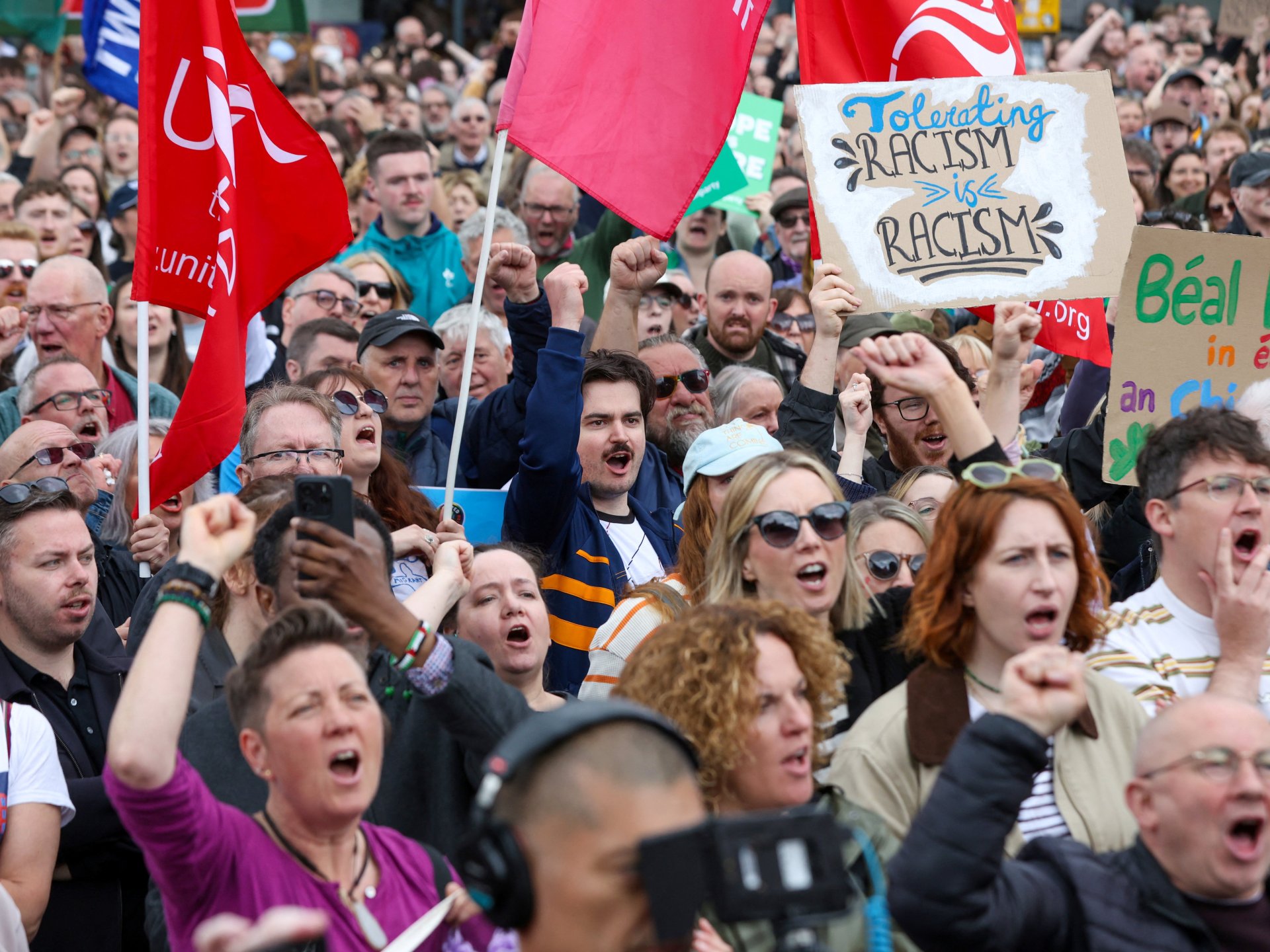 Thousands attend anti-racism rallies following unrest in Belfast | Protests News